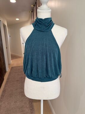 large Teal Halter Neck Sleeveless Top